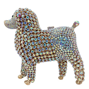 Bolsa de mão com animal incrustado de diamantes, bolsa de noite cheia de diamantes, bolsa feminina, vestido de baile, material de liga, combinação diária