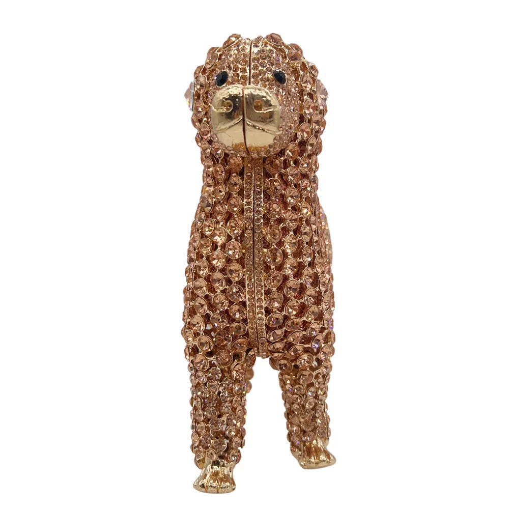 Bolsa de mão com animal incrustado de diamantes, bolsa de noite cheia de diamantes, bolsa feminina, vestido de baile, material de liga, combinação diária