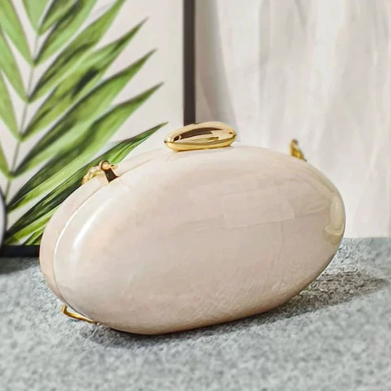 Nova moda acrílico brilhante jantar saco de mão saco de ombro em forma de ovo de ganso crossbody saco