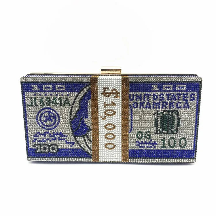 Bolsa Rhinestone Criativa, Embreagem de dinheiro, Pilha Sacos de Dinheiro, Bolsas de noite, Ombro Saco De Jantar De Casamento, Nova Moda, 10000 Dólares