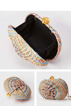 Casamento crossbody saco de embreagem moda nova palha ombro festa à noite multi-cor tecido oval sacos de luxo designer carteira feminina