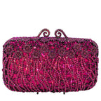 Boutique de fgg brilhante magenta strass bolsas de embreagem para mulheres elegantes, sacos de embreagem de noite formais, bolsa de embreagem de flor de noiva