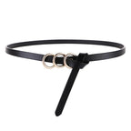 Moda versátil cinto feminino e três anéis fivela de liga decoração elegante e bonita