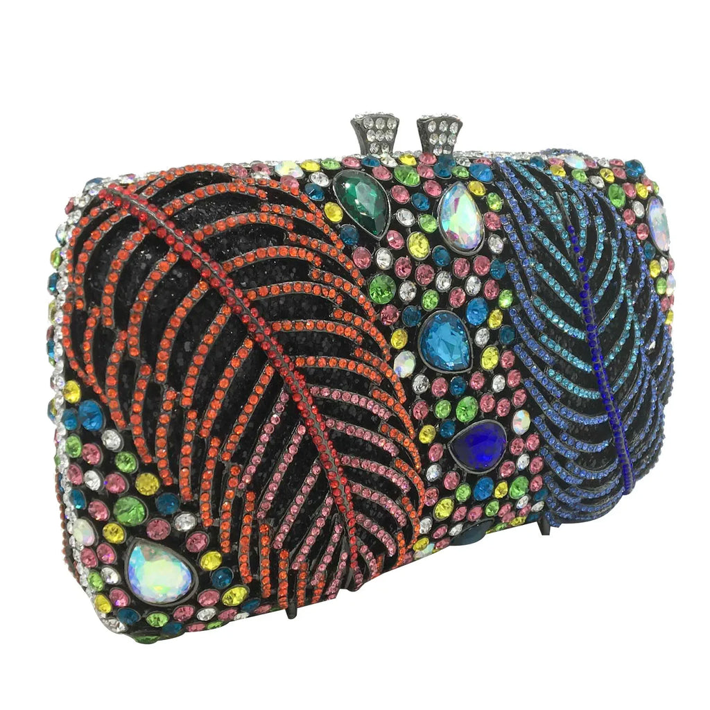 Boutique de fgg roxo cristal noite sacos embreagem feminino formal festa folha strass bolsas nupcial casamento minaudiere bolsa