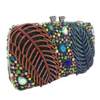 Boutique de fgg roxo cristal noite sacos embreagem feminino formal festa folha strass bolsas nupcial casamento minaudiere bolsa