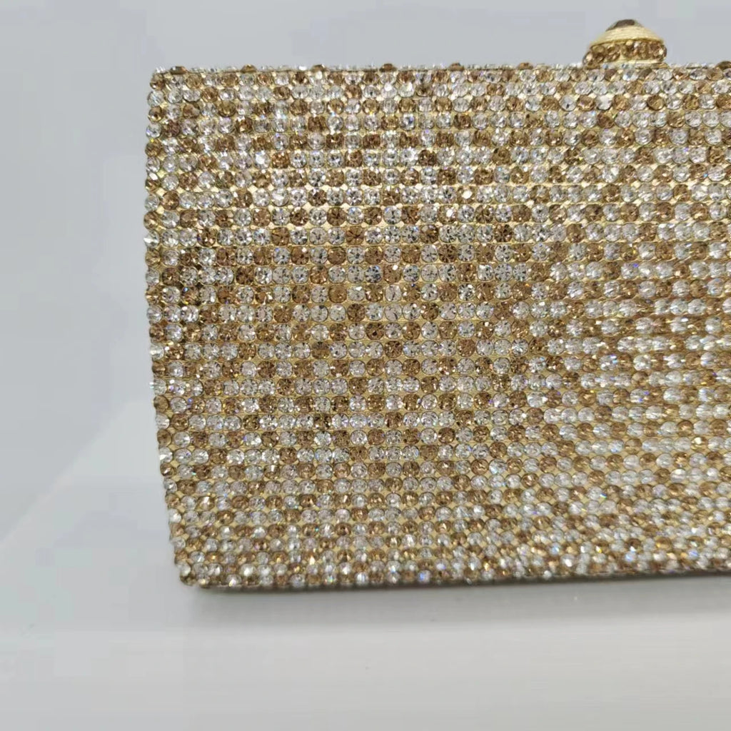 Bolsa de noite de cristal artesanal Bolsas de noite de embreagem de cristal dourado