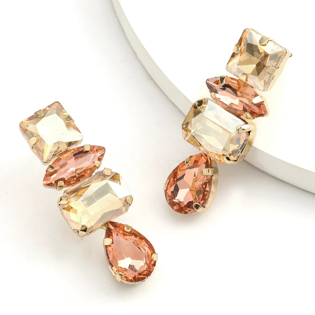 Moda personalidade menina strass gota de água balançar brincos feminino elegante temperamento jóias acessórios