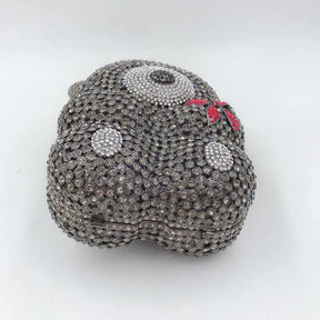 Urso de pelúcia dos desenhos animados strass saco vazio metal cristal jantar artesanal diamante bolsa feminina acessível glitter acolchoado crossbody