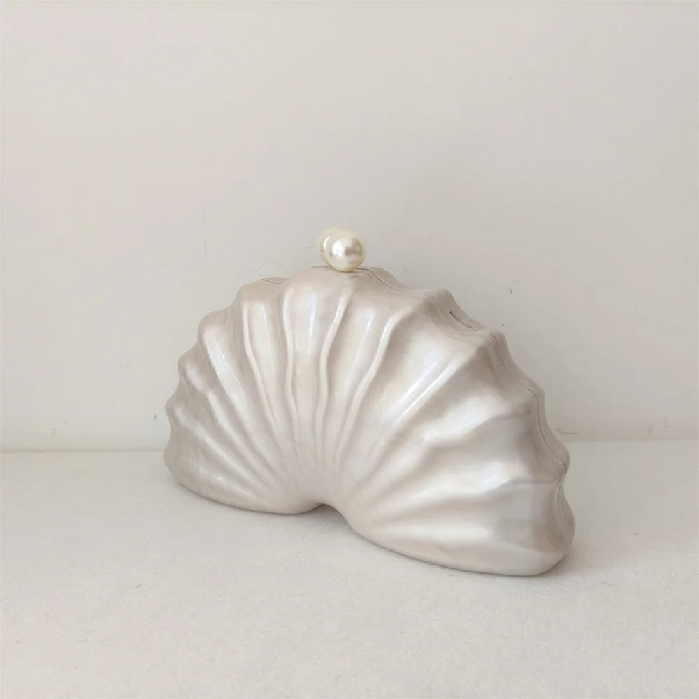 Original concha metade do quarto acrílico frisado saco caixa embreagens festa noite bolsa feminina ombro viagem praia mini bolsas de verão