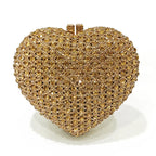 Ouro cristal saco de noite strass coração diamante casamento cristal luxo designer senhoras festa mini bolsa minaudiere bolsas