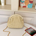 LEFTSIDE Weave Pequenas Bolsas de Ombro de Palha para Mulheres 2025 Novo Verão Bolsa Crossbody Femininas Tecer ​ Bolsas de praia de ráfia