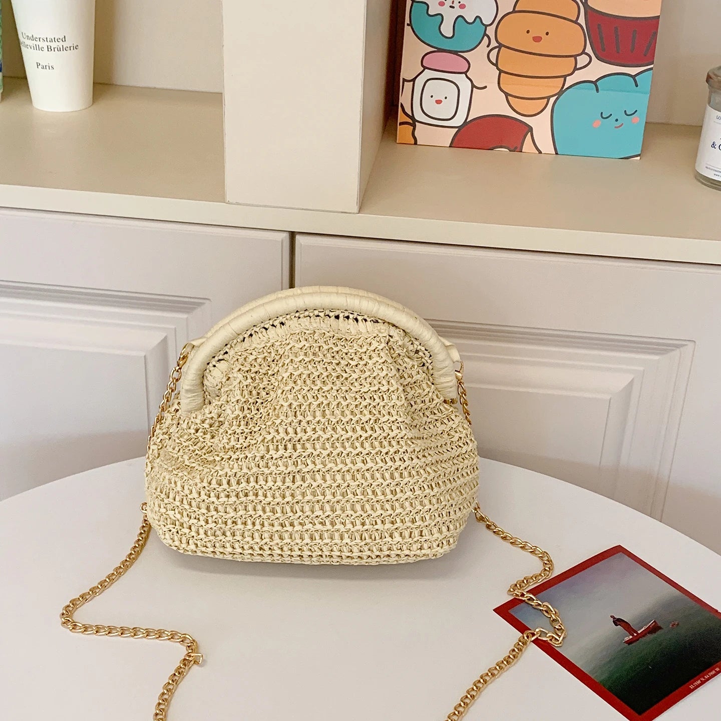 LEFTSIDE Weave Pequenas Bolsas de Ombro de Palha para Mulheres 2025 Novo Verão Bolsa Crossbody Femininas Tecer ​ Bolsas de praia de ráfia