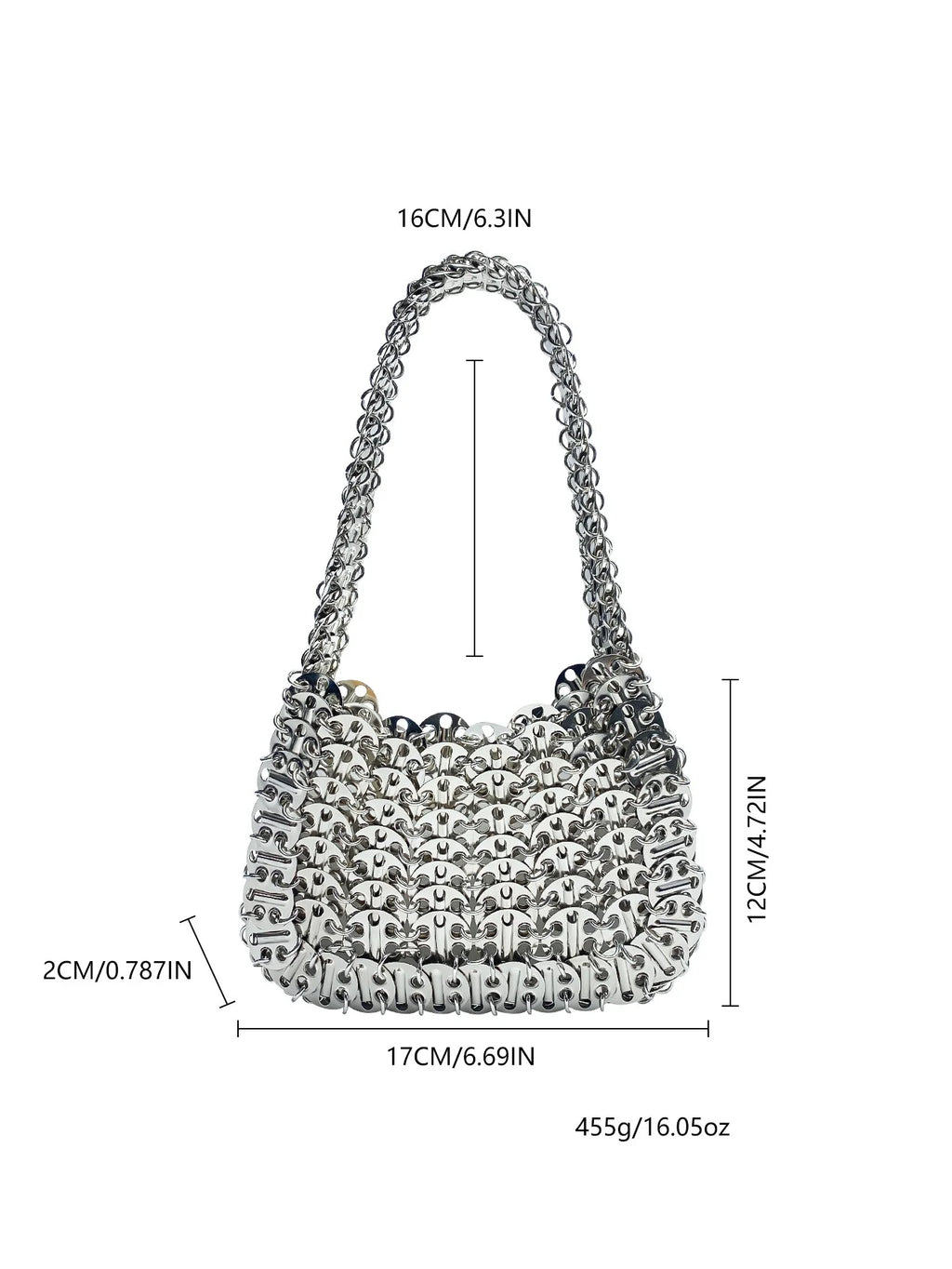 Retro Ins Metal Brilhante Lantejoulas Pequeno Quadrado Bolsa Frisada Tecelagem Jantar Festa Bolsa Rua Tendência Material de Ferro Travesseiro Macio...