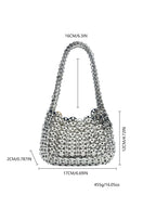 Retro Ins Metal Brilhante Lantejoulas Pequeno Quadrado Bolsa Frisada Tecelagem Jantar Festa Bolsa Rua Tendência Material de Ferro Travesseiro Macio...