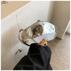 Acrílico Shell Forma Embreagem para Senhoras, Bolsa de Metal Brilhante, Ouro, Prata, Ovo Azul, Bolsa para Festa, Bolsas de Designer Bonitas, Bolsa Presente, Novo