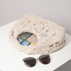 Bolsa de tecido oco com padrão, bolsas de praia boêmia para mulheres, conjunto de crochê, acessórios de praia femininos, Trav Must Haves (padrão aleatório)