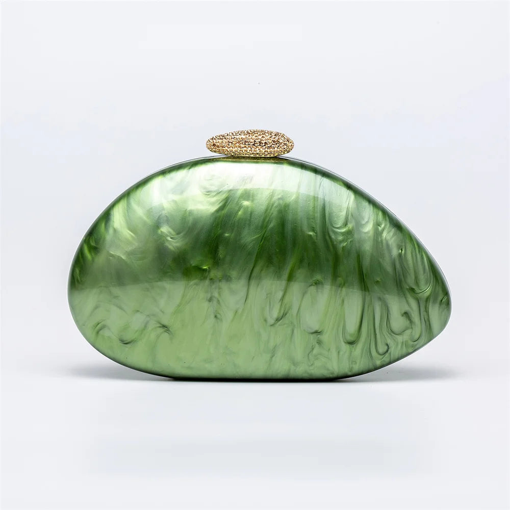 Oval luz verde marca de luxo bolsas nupcial festa casamento embreagem feminina noite clássico saco senhora presente pro mini caixa acrílico saco