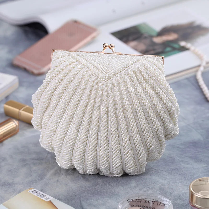 Bolsa e bolsa de casamento para mulheres, Sacos elegantes para festa à noite, Embreagens de casamento branco, Fêmea Frisada Clutch Bag Sac