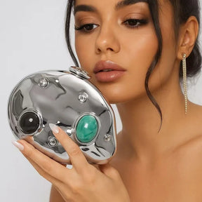 Estilo europeu e americano na moda forma irregular saco de embreagem luz luxo metálico caixa ferro saco casamento bolsa banquete