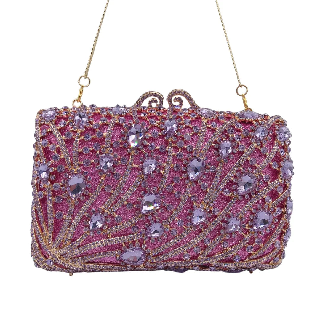 Corrente quadrada horizontal cheia de diamantes bolsa de embreagem algas diamante jantar saco banquete bolsa feminina