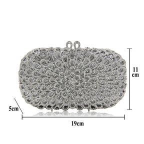 Strass vazio metal cristal jantar diamante bolsa de embreagem feminina mini crossbody com corrente de strass floral frisado sacola