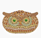 Bolsa de mão de noite em formato de coruja, multicolorida, grande, strass, bolsa de festa feminina, bolsa de baile, mini minaudiere