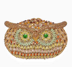 Bolsa de mão de noite em formato de coruja, multicolorida, grande, strass, bolsa de festa feminina, bolsa de baile, mini minaudiere