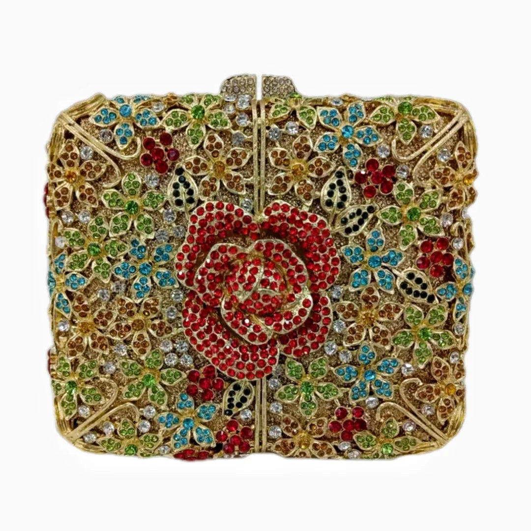 Bolsa de cristal nova flor diamante conjunto jantar saco banquete festa oco diamante embreagem bolsa feminina