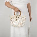 Concha frisada bolsa de embreagem artesanal alça superior saco luxo designer noite bolsa noite para as mulheres férias verão