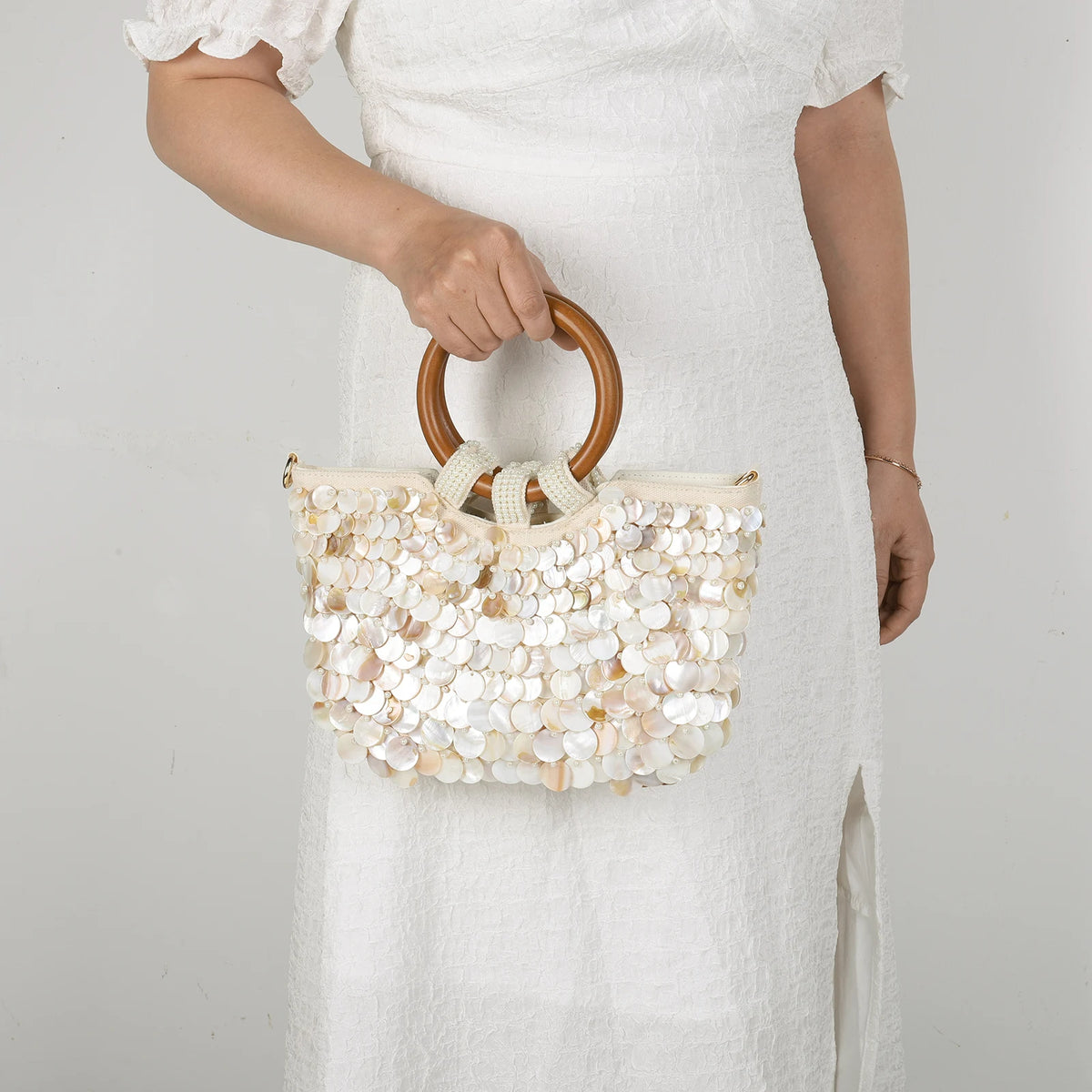 Concha frisada bolsa de embreagem artesanal alça superior saco luxo designer noite bolsa noite para as mulheres férias verão