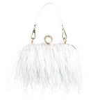 Sacos de noite de avestruz para mulheres, bolsa crossbody de ombro, bolsa de embreagem de festa borla verde, 2022