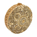 Boutique de fgg (em estoque) redondo circular oco para fora das mulheres cristal embreagem noite minaudiere saco casamento bolsa nupcial