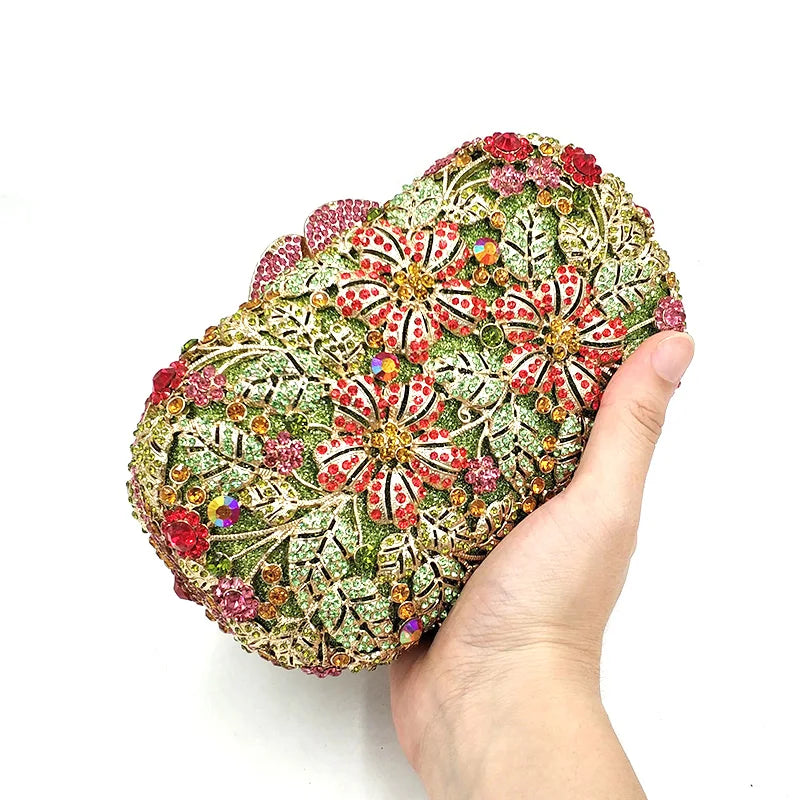 Mulheres saco de festa à noite diamantes elegante embreagem cristal luxo nupcial festa casamento carteira bolsa flor bolsas cristal