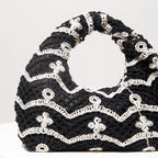Bolsa de tecido oco com padrão, bolsas de praia boêmia para mulheres, conjunto de crochê, acessórios de praia femininos, Trav Must Haves (padrão aleatório)
