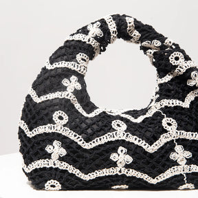 Bolsa de tecido oco com padrão, bolsas de praia boêmia para mulheres, conjunto de crochê, acessórios de praia femininos, Trav Must Haves (padrão aleatório)