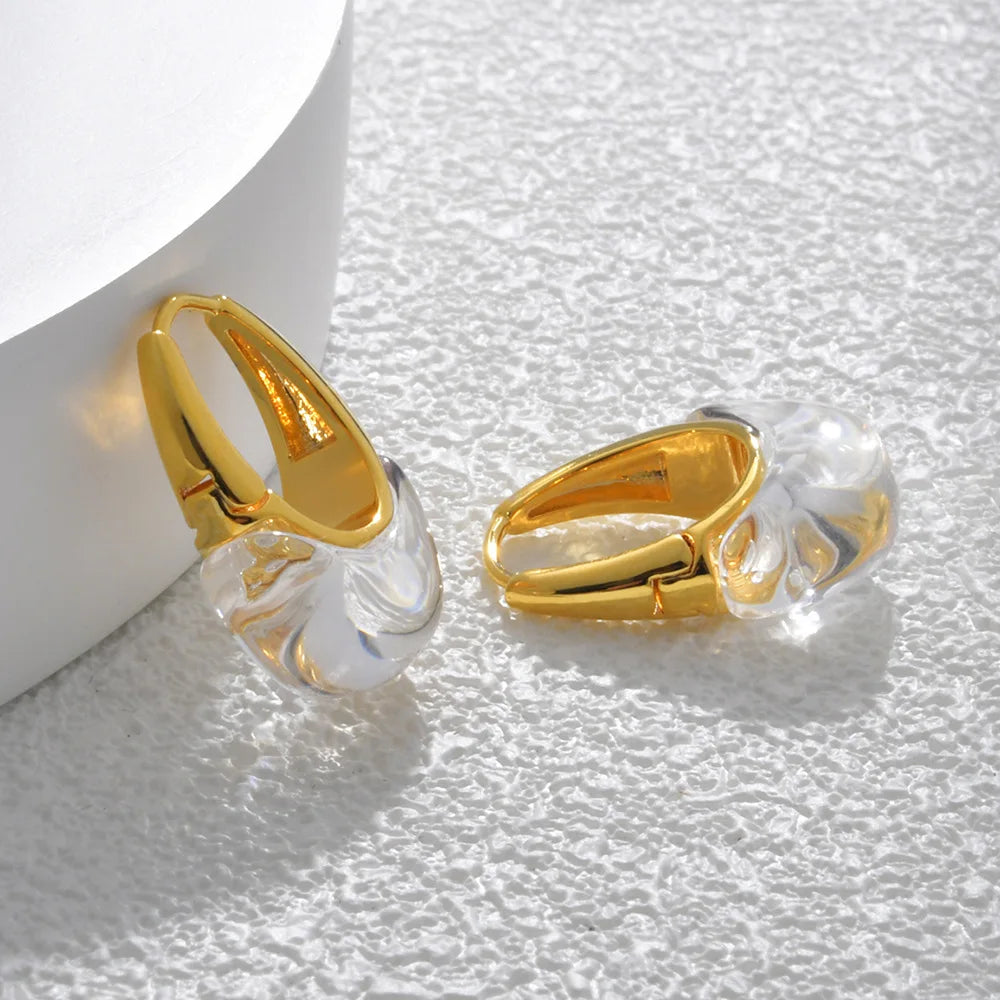 Banhado a ouro simples geométrico gota de água transparente brincos para mulheres europeu americano moda jóias acessórios presentes