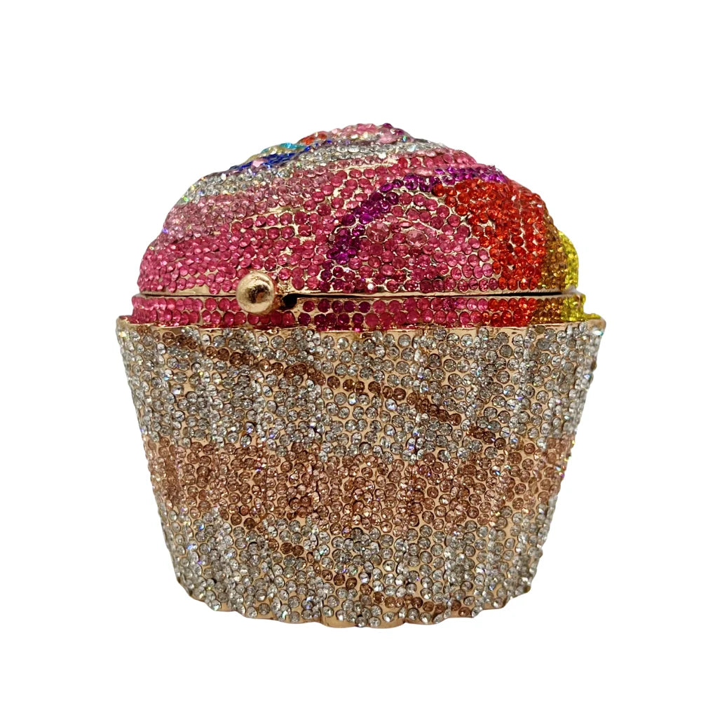 Senhoras bolsa de embreagem noite senhoras festa casamento bonito copo papel colorido azul escuro grande bolo strass cristal embreagem saco noite