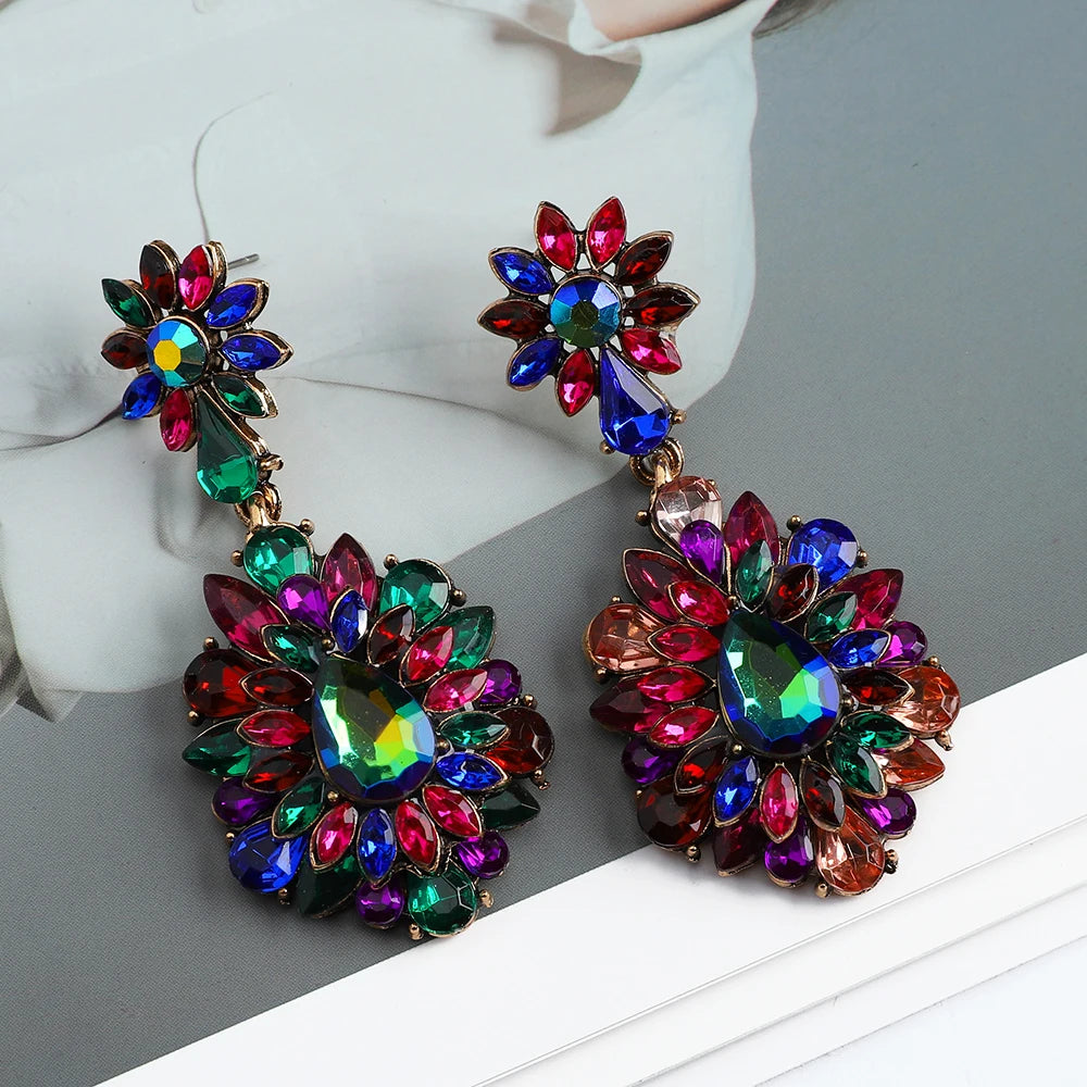 Lágrima vintage lustre decoração de vidro cristal glamouroso balançar brincos para mulheres tendência luxo qualidade pingente jóias