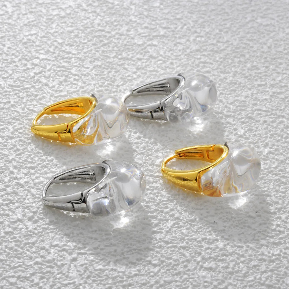 Banhado a ouro simples geométrico gota de água transparente brincos para mulheres europeu americano moda jóias acessórios presentes