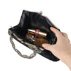 Bolsa retrô crossbody com miçangas brilhantes, para noite, cheongsam, bolsa de nuvem de poliéster macio, formato de zíper, fivela, fechamento, combinação diária