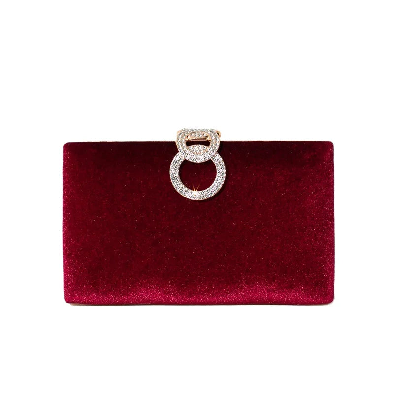 Luxo veludo saco de embreagem designer jantar vestido festa casamento banquete saco brilhante strass corrente bolsas elegante saco noite