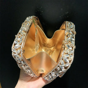 Caixa de presente com laço de borboleta incrustada com diamantes, bolsa quadrada pequena de mão com strass de alta qualidade, bolsa de ombro crossbody