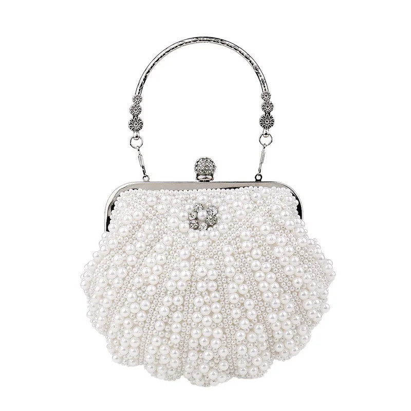 Bolsa pérola para mulheres, embreagem frisada de dois lados, sacos de noite elegantes, bolsa de casamento nupcial, bolsa luxuosa de strass, moda