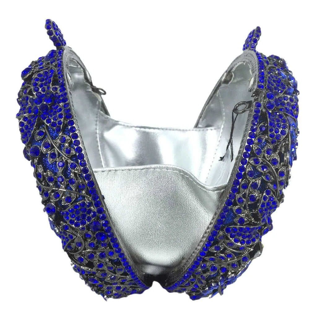 Boutique de fgg luz azul safira flor cristal sacos de noite para festa de casamento feminino strass bolsas nupcial saco de embreagem