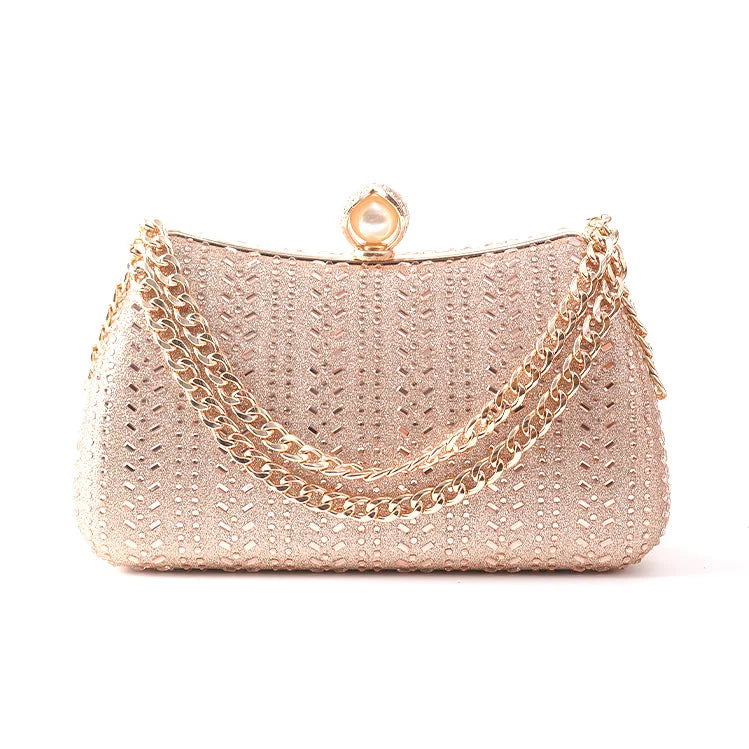 Bolsa de mão luxuosa com caixa de strass feminina com alça de corrente para festa de casamento vestido de noite bolsa