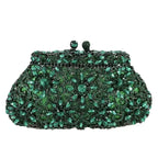 Flor coroa prata cristal embreagem para mulheres, bolsa de noite, saco de baile, embreagens nupciais, bolsa de casamento, boutique de fgg, em estoque