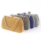 Diamantes sacos de noite para mulheres, prata e ouro, bolsas de ombro luxuosas, banquete de casamento, bolsa de embreagem