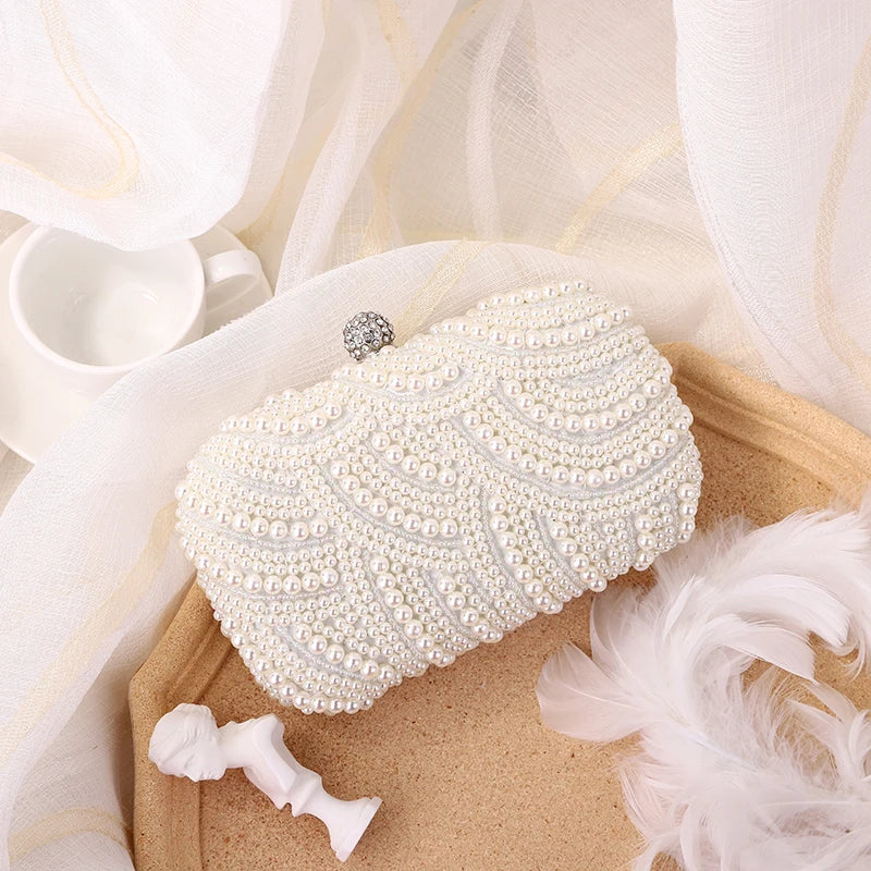 Estilo retro luxuoso designer saco de jantar pérola moda practicaldecoration bolsa feminina festa forma onda saco noite
