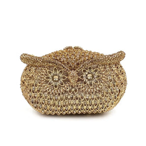 Bolsa de mão de noite em formato de coruja, multicolorida, grande, strass, bolsa de festa feminina, bolsa de baile, mini minaudiere