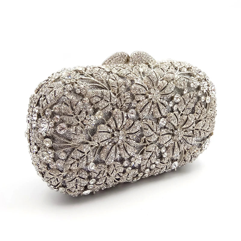 Mulheres saco de festa à noite diamantes elegante embreagem cristal luxo nupcial festa casamento carteira bolsa flor bolsas cristal